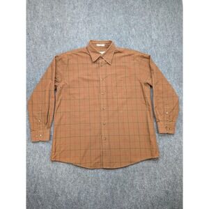 Orvis Shirt Mens XL‎ Brown Plaid Button Down Long Sleeve Oxford Cotton Outdoors